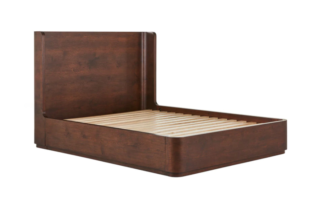 BOWER King Platform Bed Curved Oak with Aged Oak finish