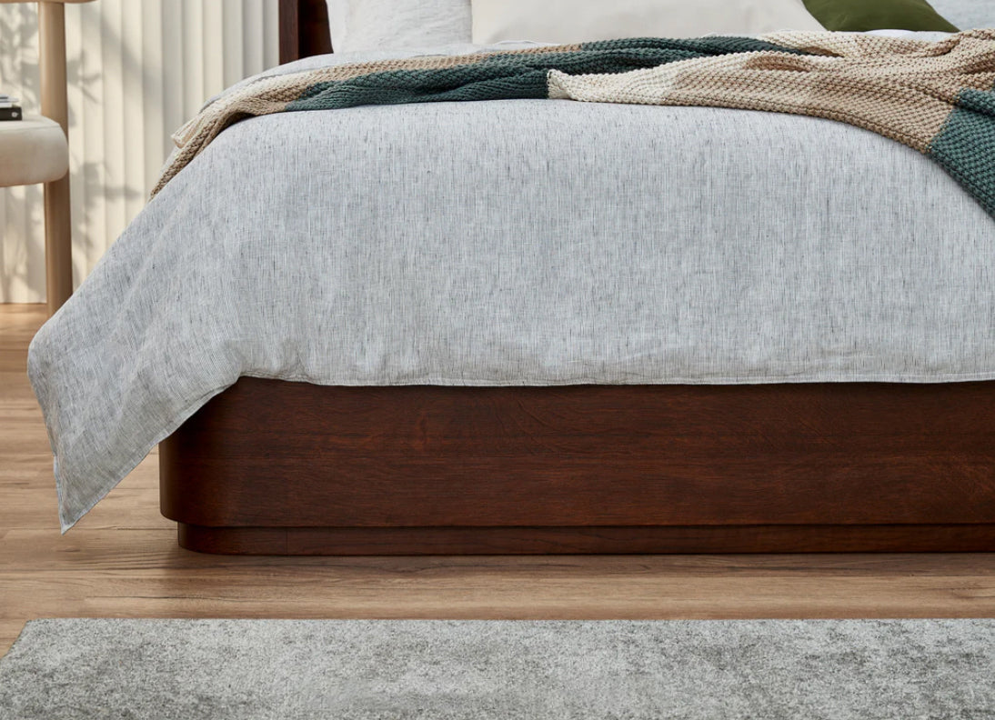 BOWER King Platform Bed Curved Oak with Aged Oak finish