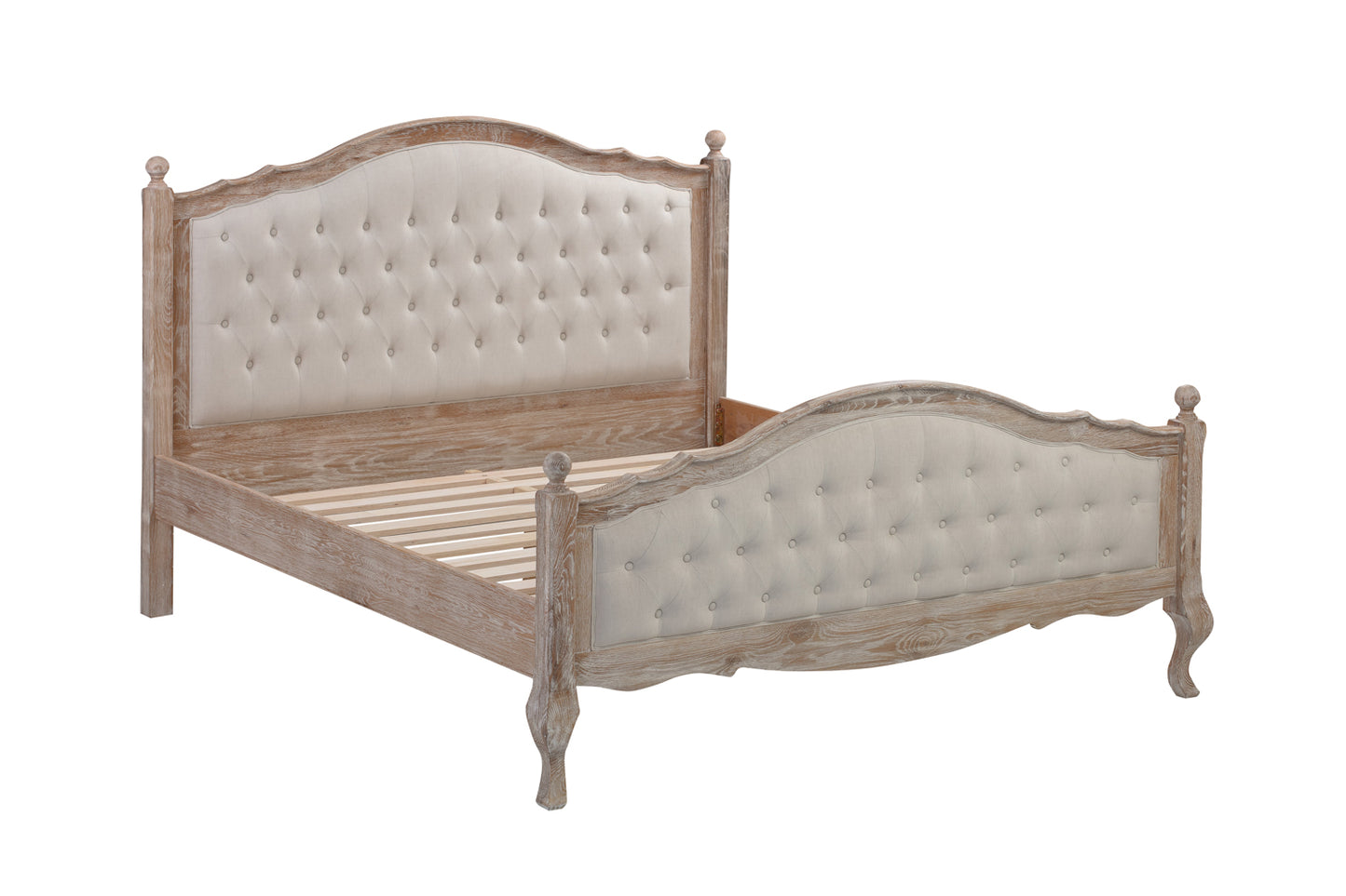 FABIAN Queen European Oak & Upholstered Bed
