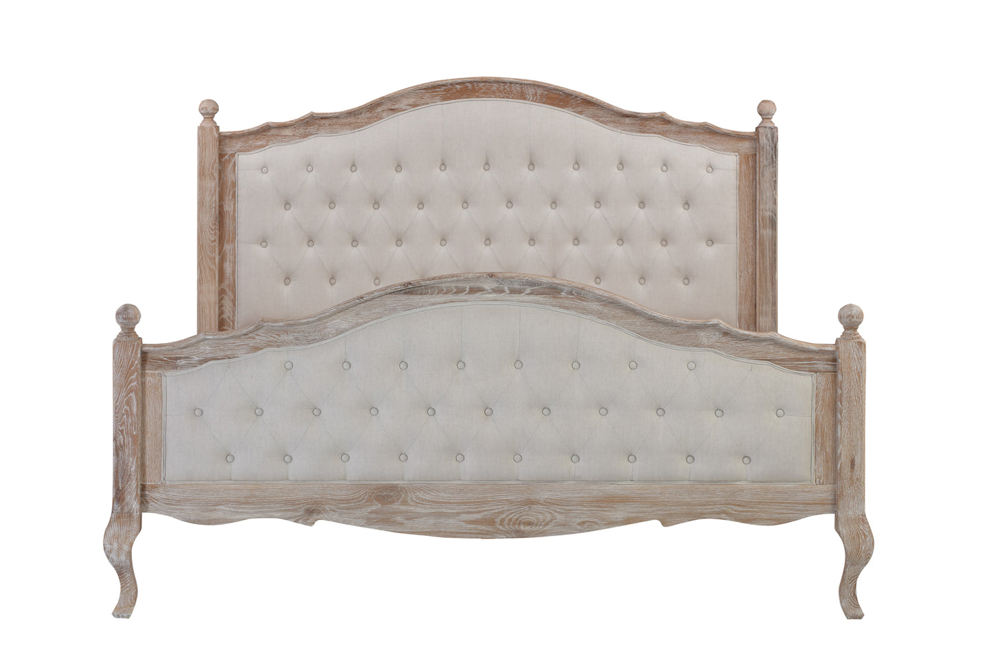 FABIAN Queen European Oak & Upholstered Bed