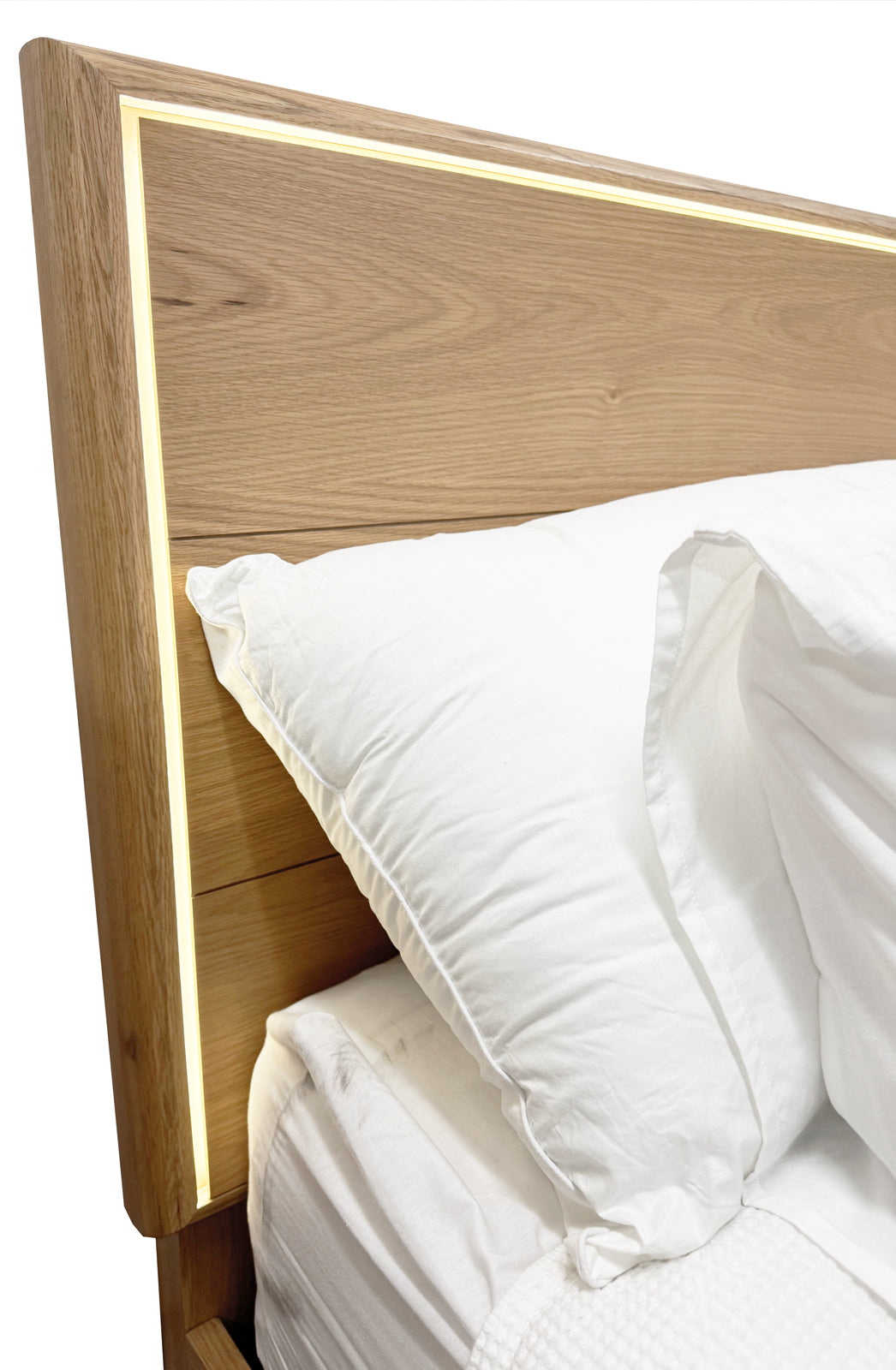 Melody Oak Queen Storage Bed with USB/C Charging & LED Headboard Light