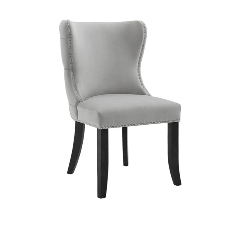 Margonia Plush Chair Dove Grey Velvet With Chrome Details Sumptuous Tufted Back