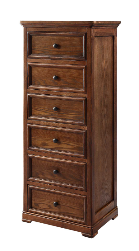ASHLEIGH Narrow Chest Traditional Style Ash Wood Walnut Finish