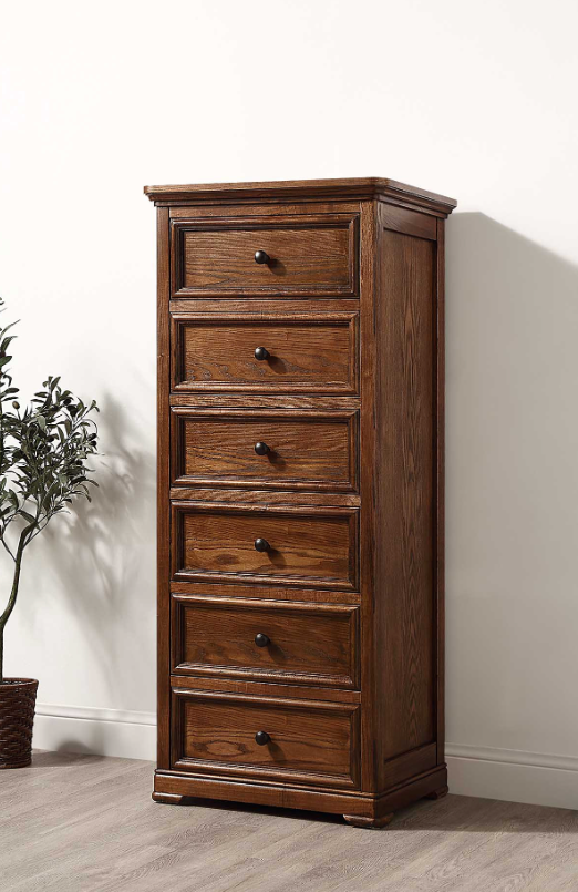 ASHLEIGH Narrow Chest Traditional Style Ash Wood Walnut Finish