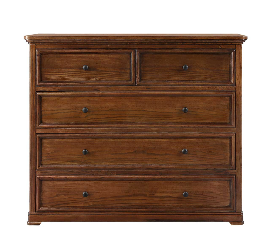 ASHLEIGH Tallboy Traditional Style Ash Wood Walnut Finish