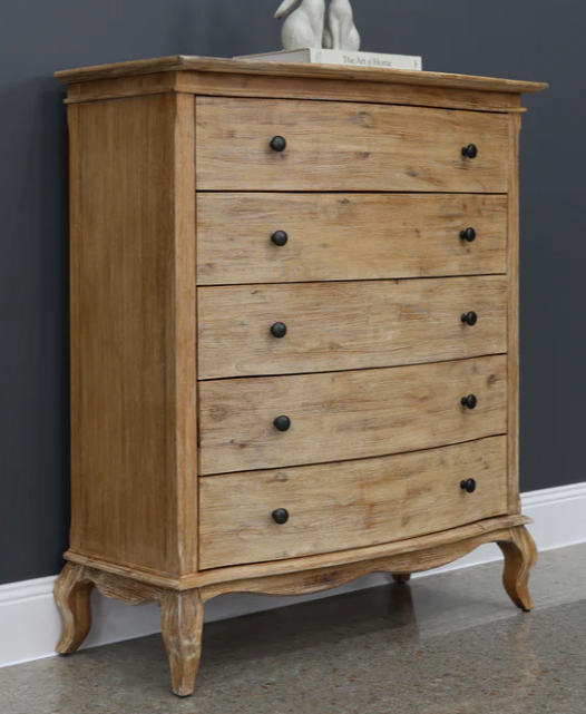 French Provincial Acacia Tallboy Brushed Weathered Provincial Finish