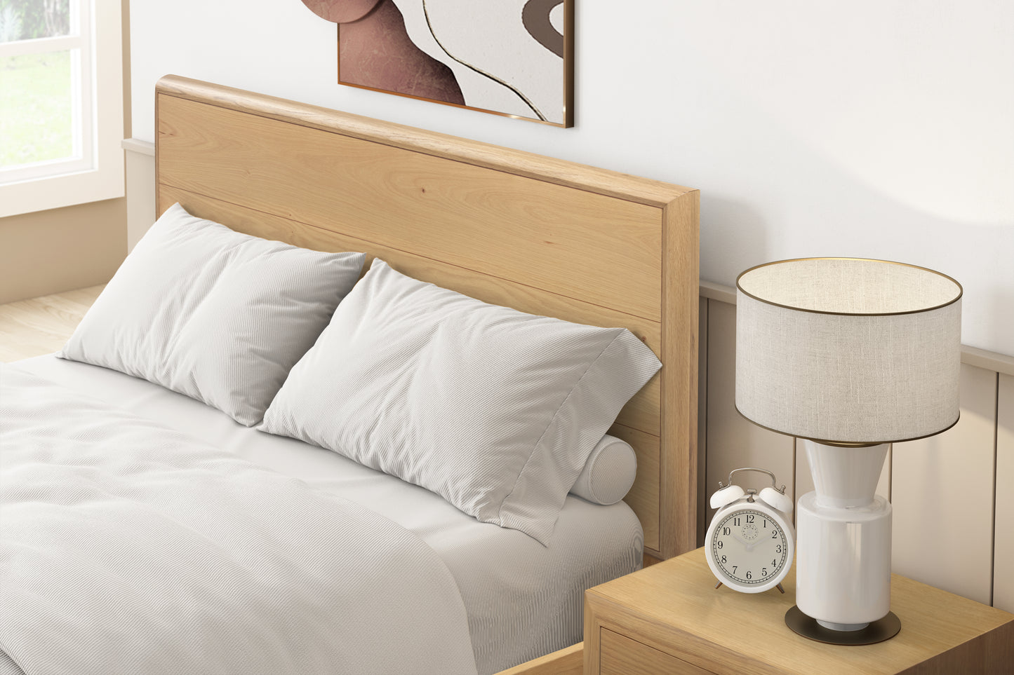 Melody Oak Queen Storage Bed with USB/C Charging & LED Headboard Light