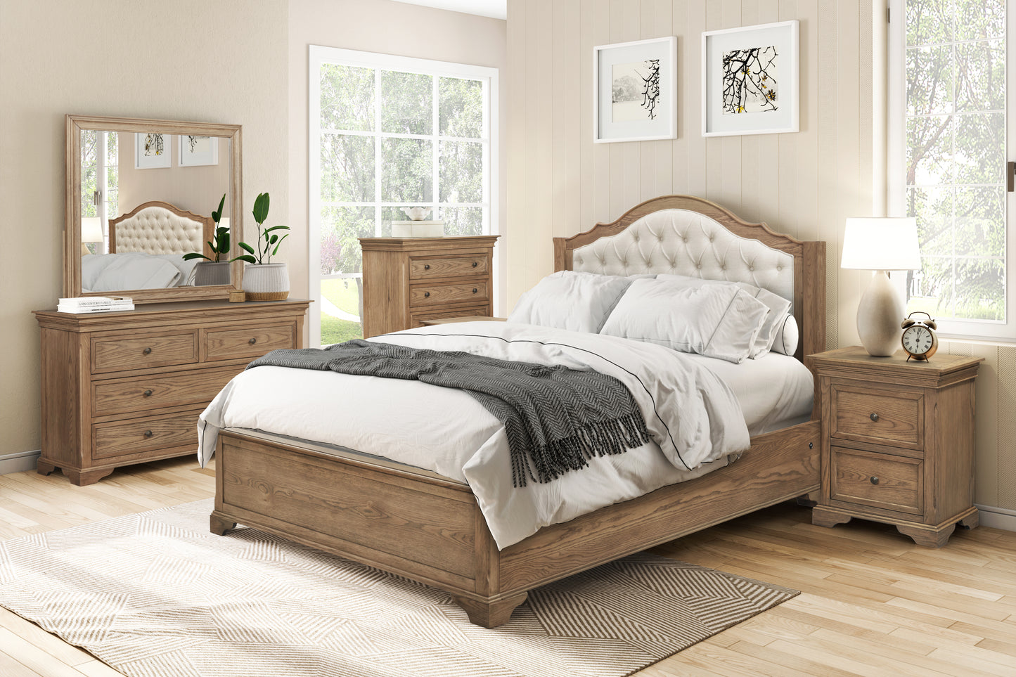 Dorset Ornate Oak King Bed with Gas Lift Storage