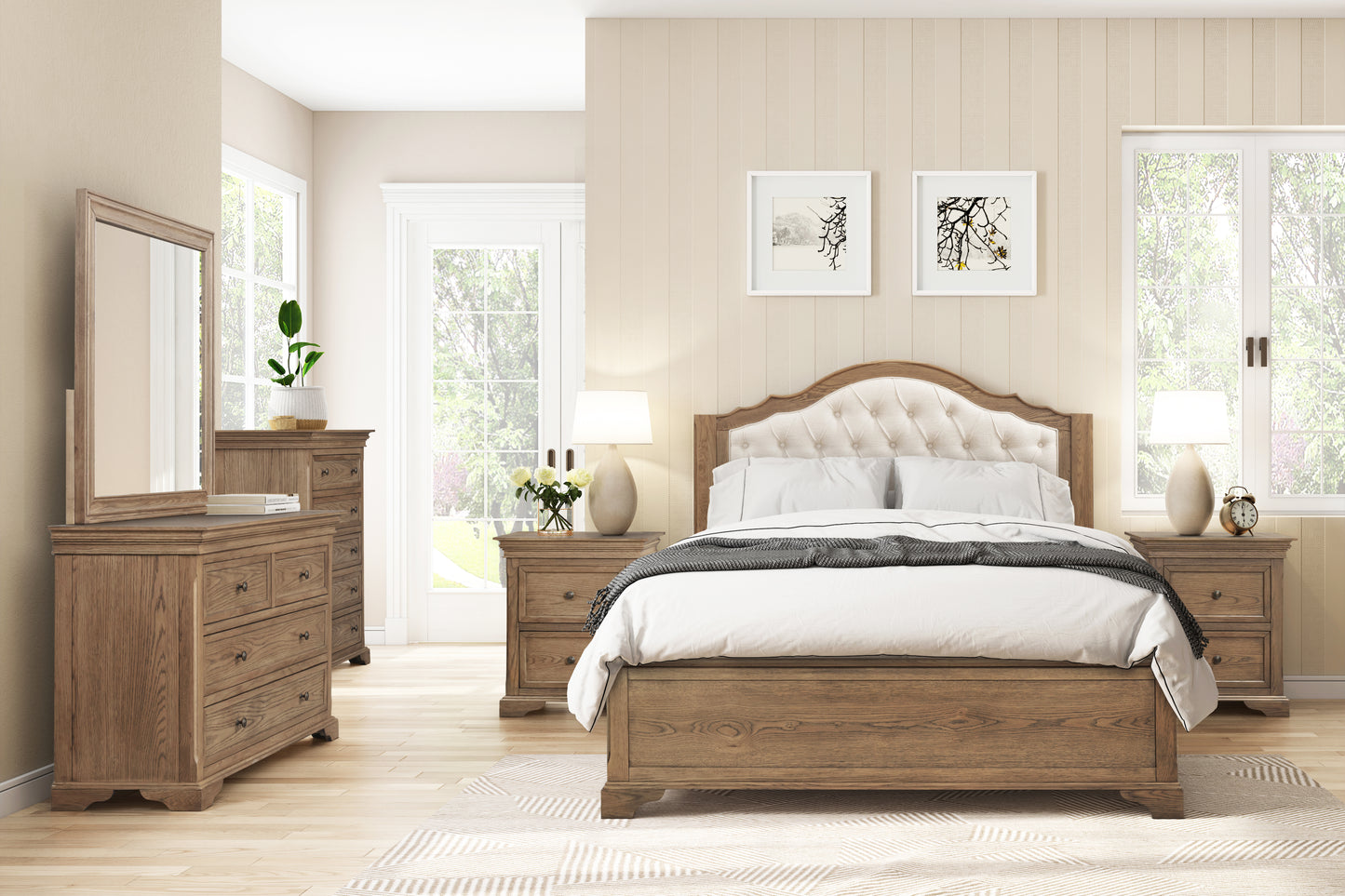 Dorset Ornate Oak King Bed with Gas Lift Storage