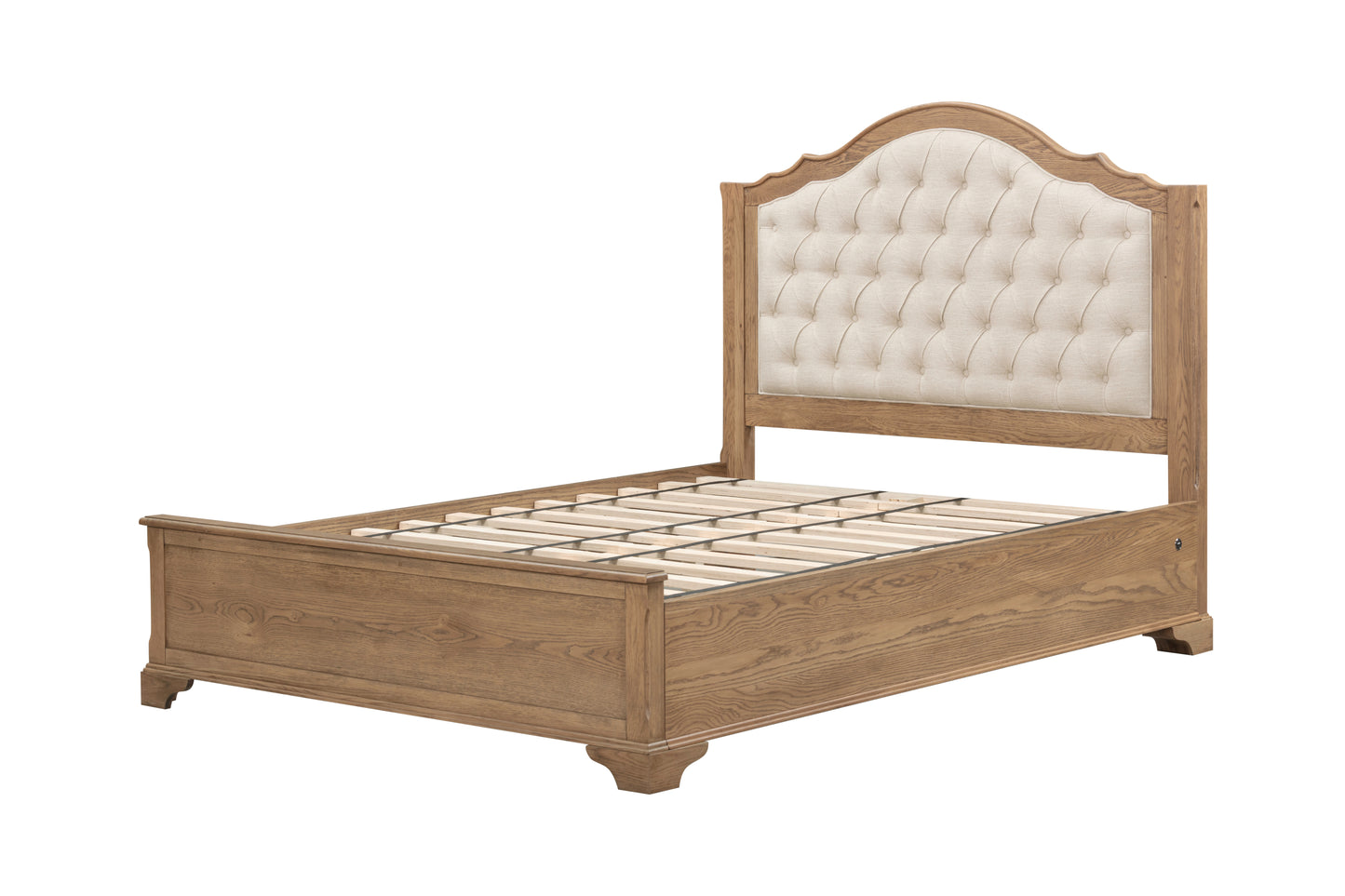 Dorset Ornate Oak Queen Bed with Slats