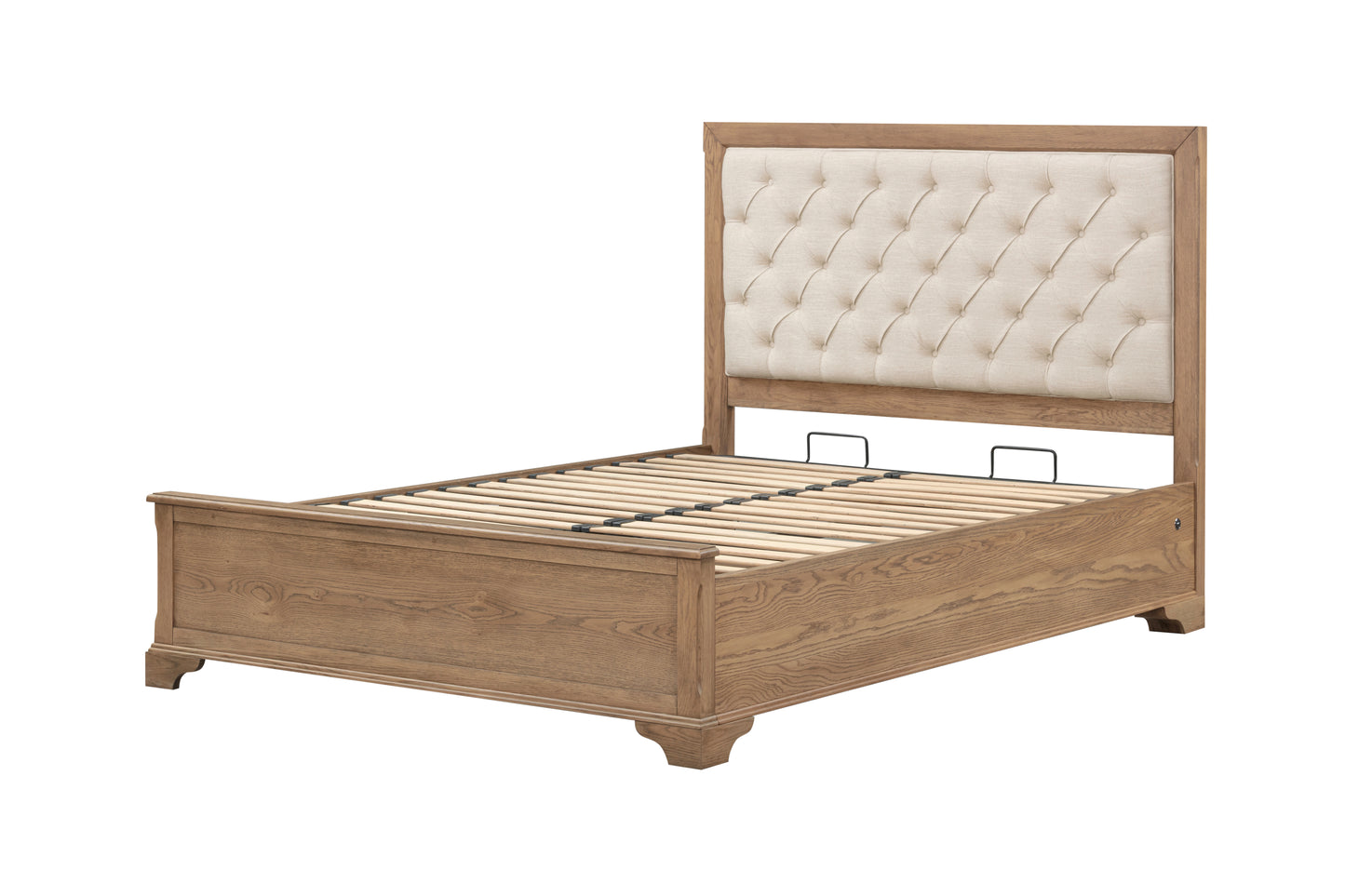 Dorset Square Oak King Bed with Gas Lift Storage
