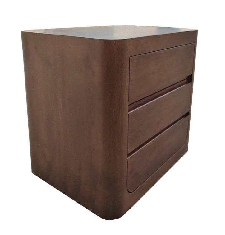 BOWER Curved Oak Bedside Table 3 Drawers Aged Oak finish