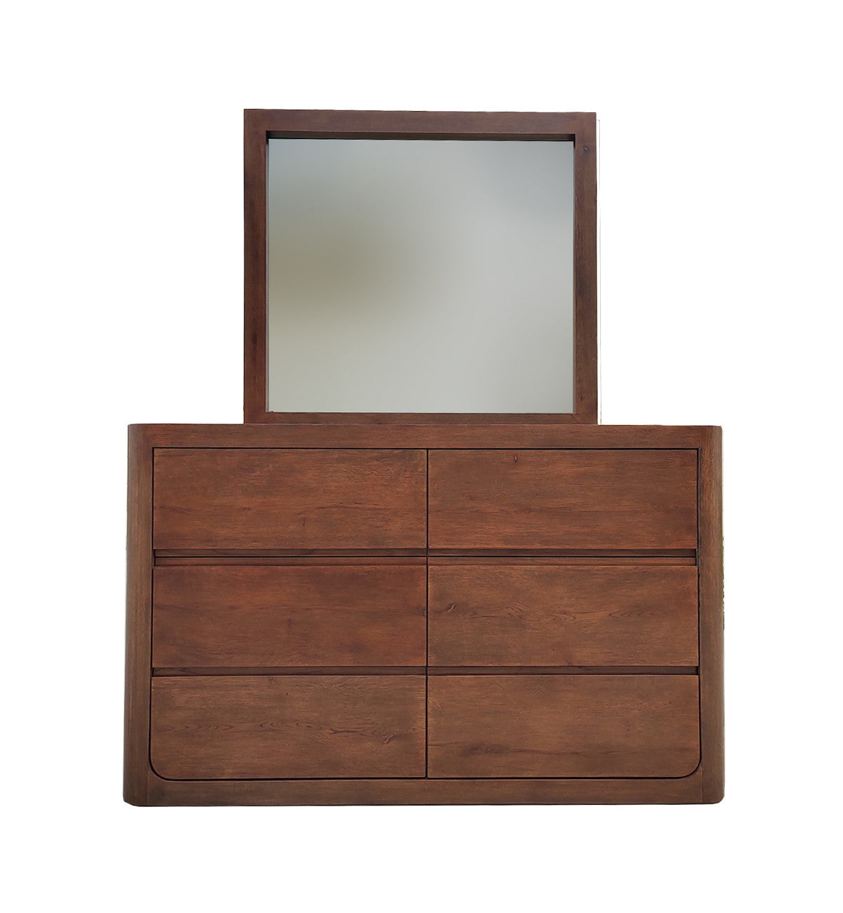 BOWER Curved Oak Dressing Table 6 Drawers Aged Oak finish