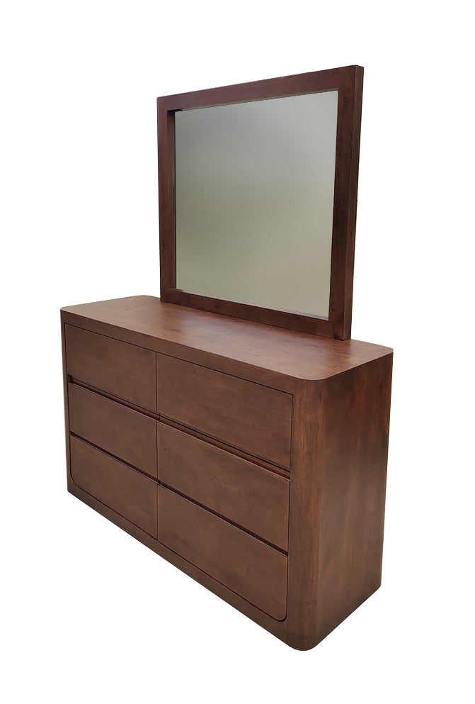 BOWER Curved Oak Dressing Table 6 Drawers Aged Oak finish