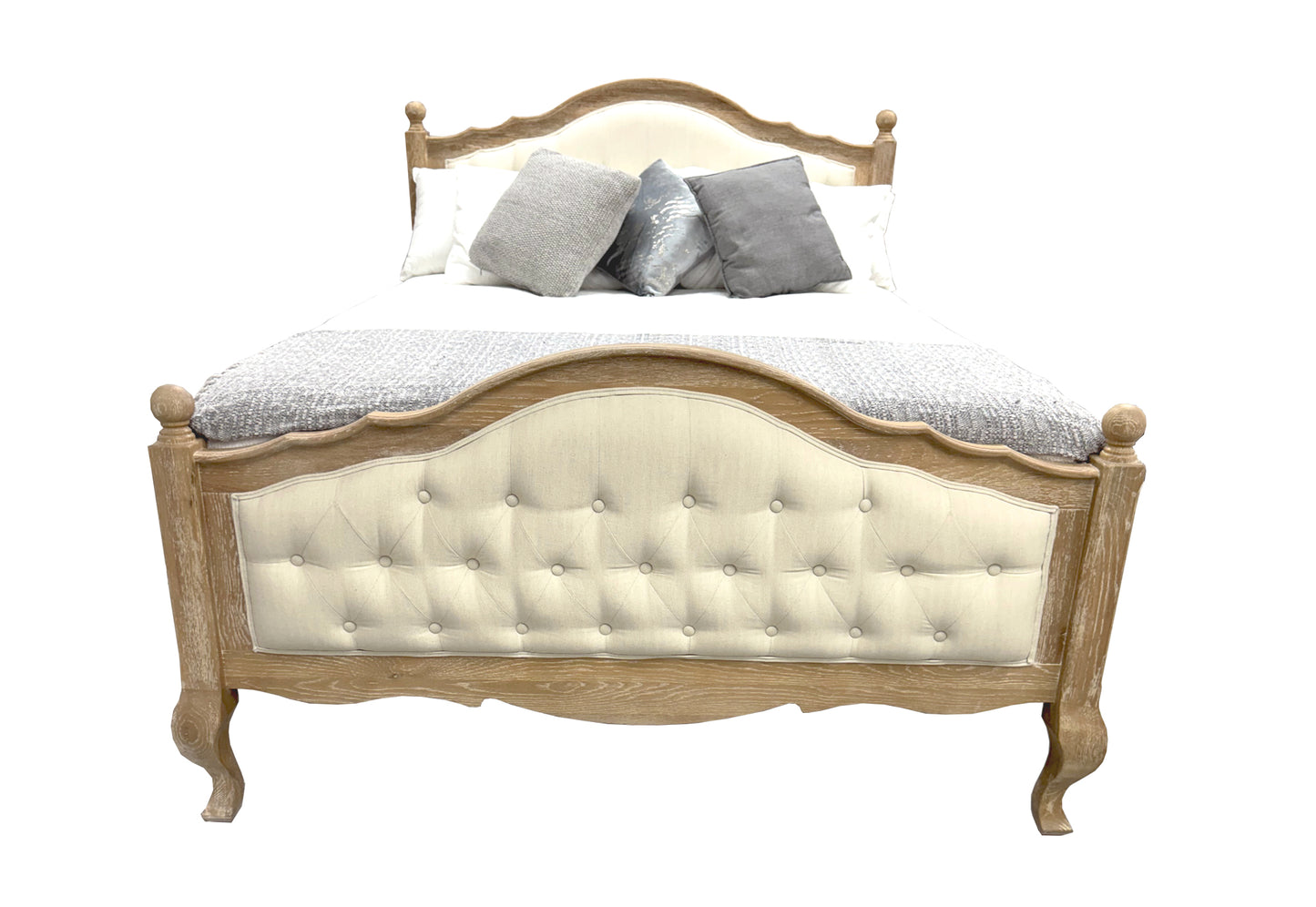 FABIAN Queen European Oak & Upholstered Bed