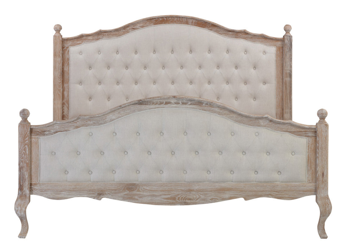 FABIAN King European Oak & Upholstered Bed