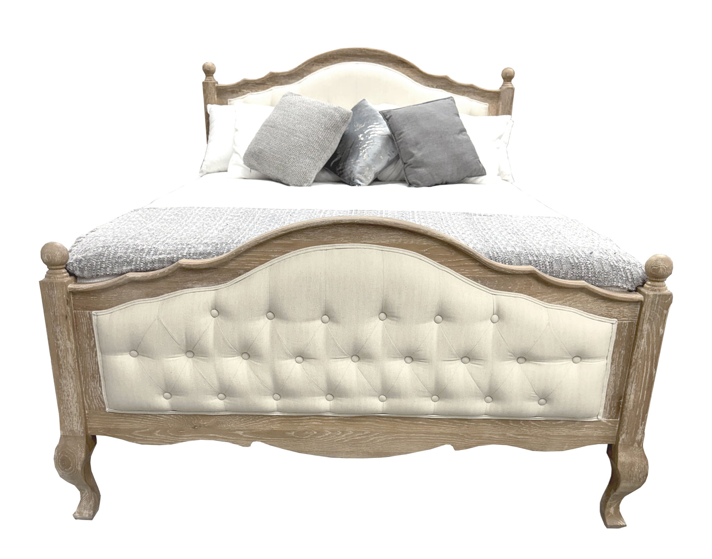 FABIAN Queen European Oak & Upholstered Bed