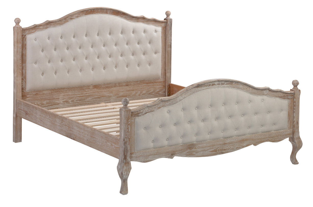 FABIAN King European Oak & Upholstered Bed