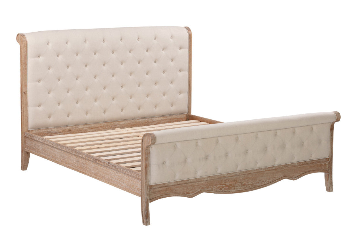 FLEUR Queen European White Oak & Upholstered Bed HMF