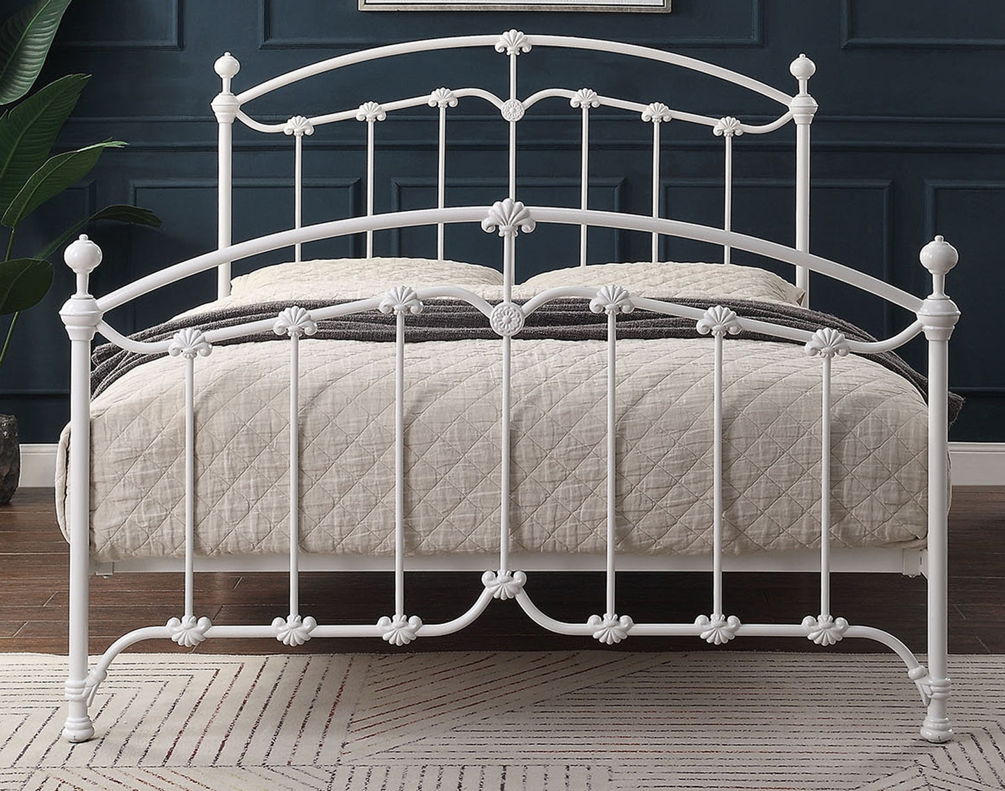 KATRINA WHITE SINGLE Size Cast and Wrought Iron Bed