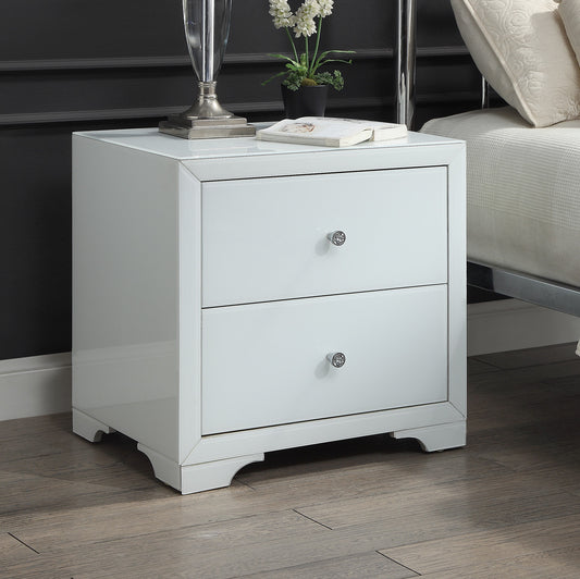 BOULEVARD White Glass Bedside Table