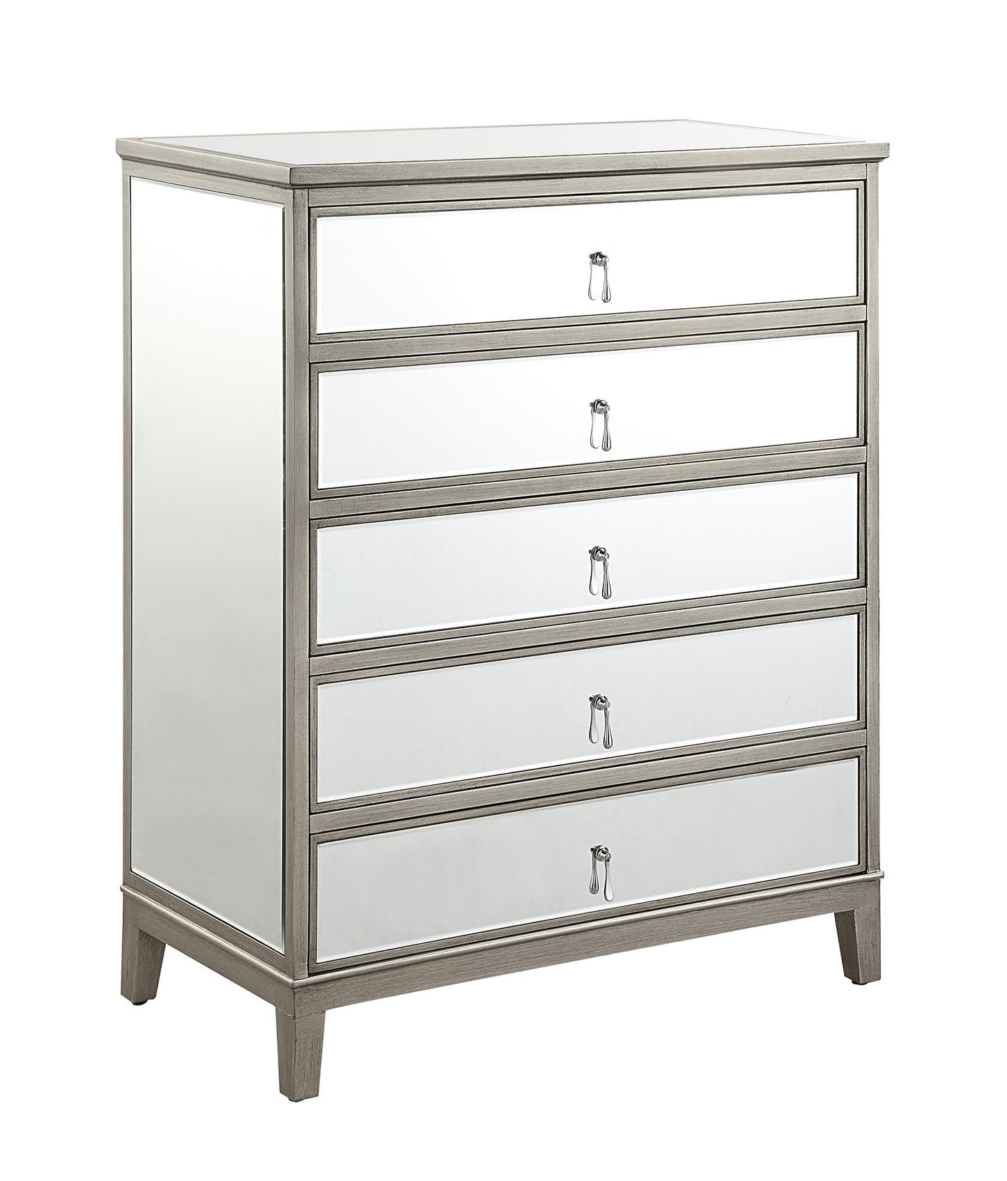 GATSBY Mirrored Tallboy Antique Brushed Silver
