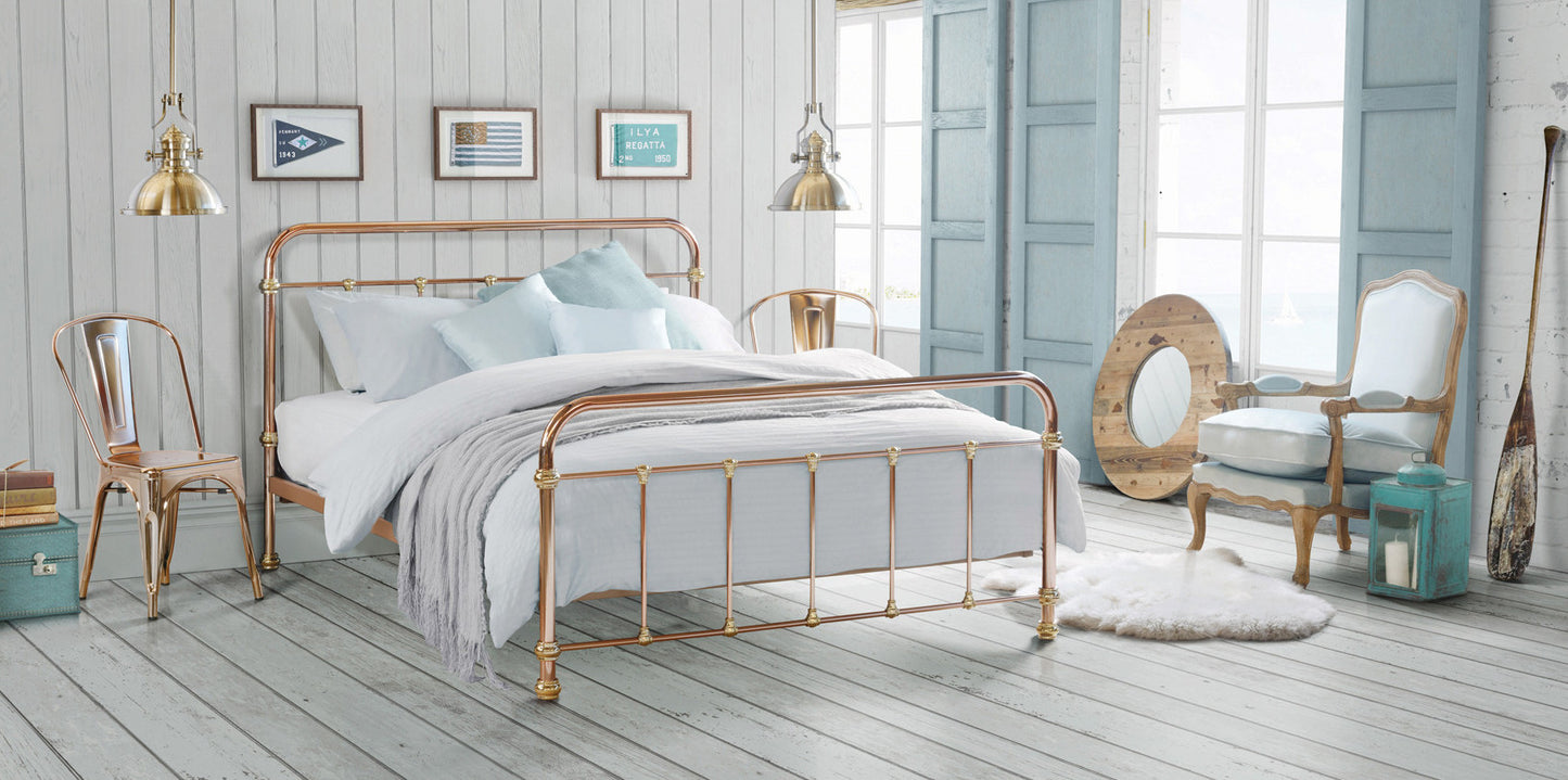 MADRID Queen Copper & Brass Plated Bed Mild Distressed Finish