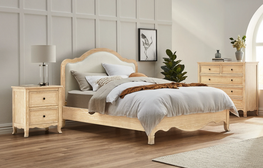 SIENA Queen European Oak & Upholstered Bed