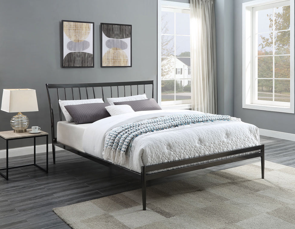 Belmont KING Bed Black Nickel Plated Curved Headboard