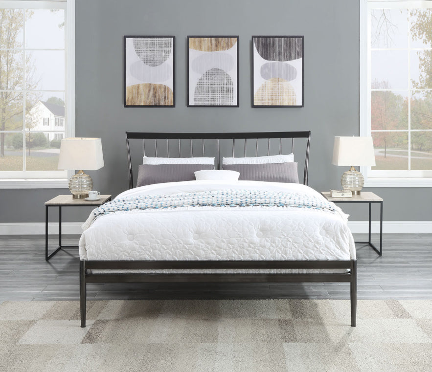 Belmont KING Bed Black Nickel Plated Curved Headboard