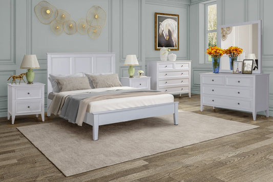 BYRON White Queen Bed Panel Headboard Pine Wood Low Foot End