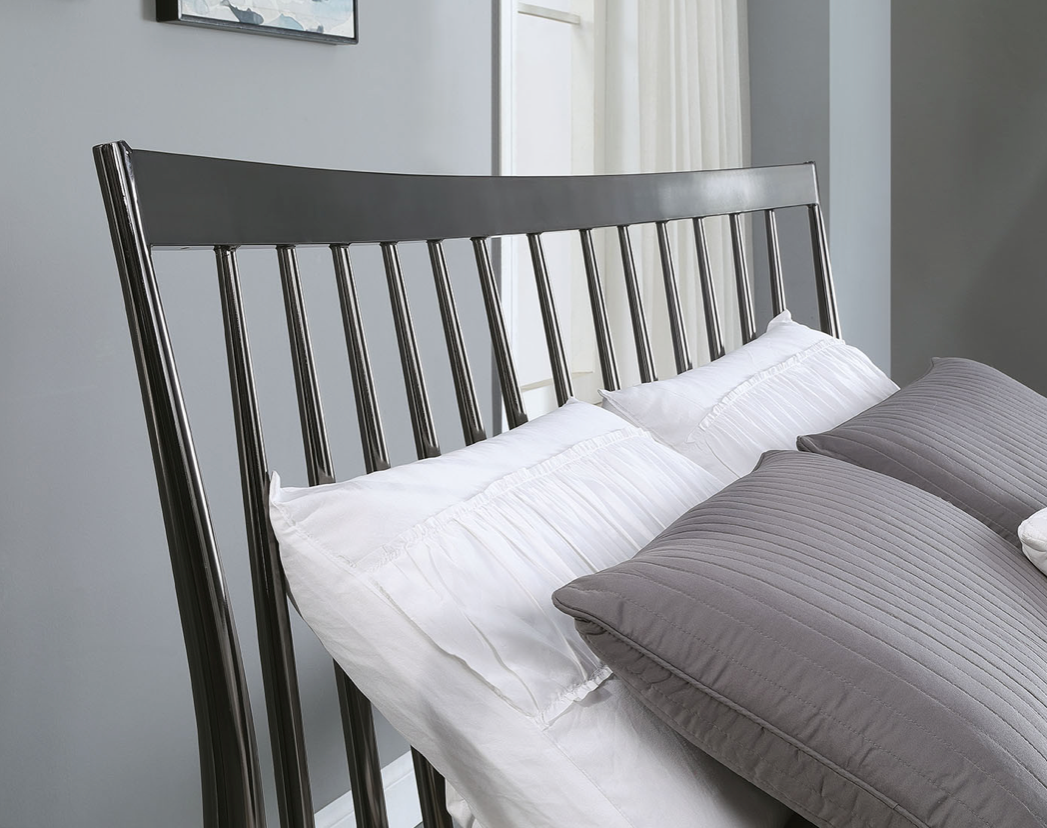 Belmont KING Bed Black Nickel Plated Curved Headboard