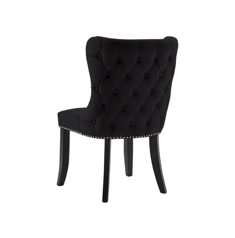 Margonia Plush Chair Black Velvet With Chrome Details Sumptuous Tufted Back