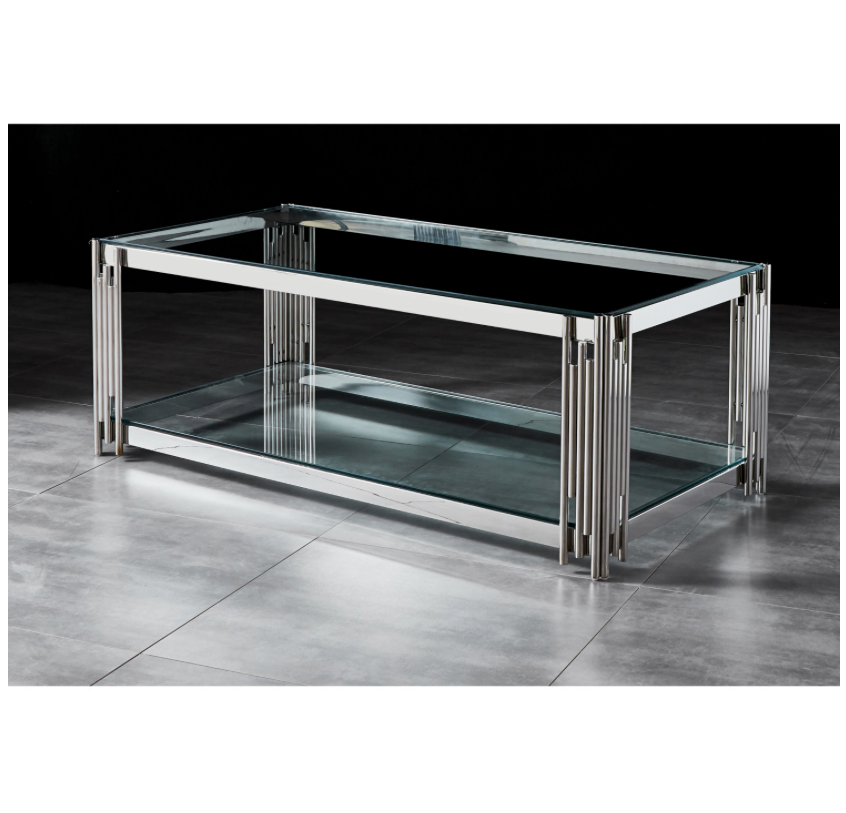 ZARA Coffee Table Stainless Steel and Tempered Glass