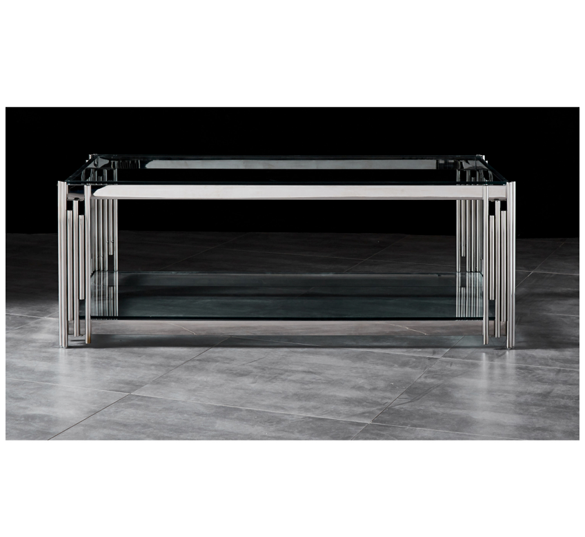 ZARA Coffee Table Stainless Steel and Tempered Glass