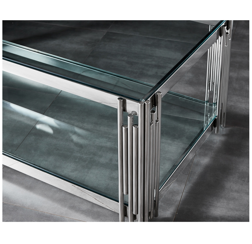 ZARA Coffee Table Stainless Steel and Tempered Glass