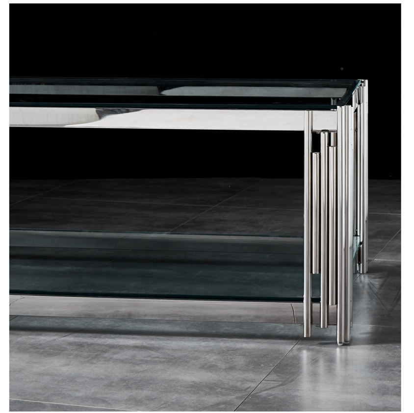 ZARA Coffee Table Stainless Steel and Tempered Glass