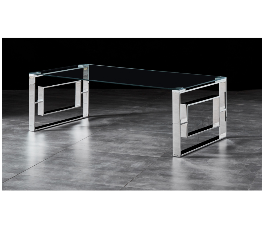 DALTON Coffee Table Stainless Steel and Tempered Glass