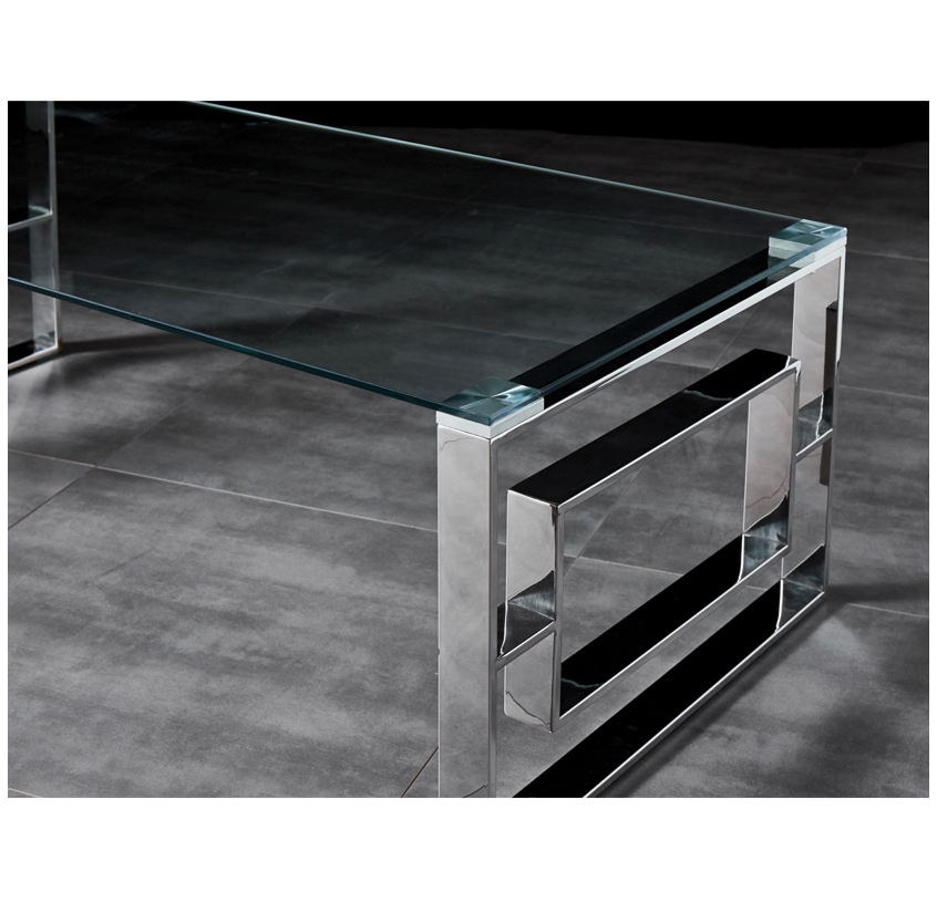 DALTON Coffee Table Stainless Steel and Tempered Glass