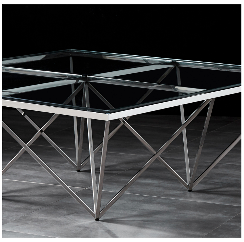 BRIGHTON Coffee Table Stainless Steel and Tempered Glass
