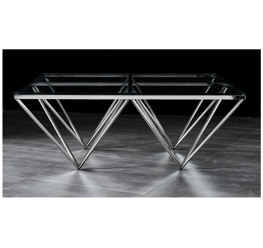 BRIGHTON Coffee Table Stainless Steel and Tempered Glass