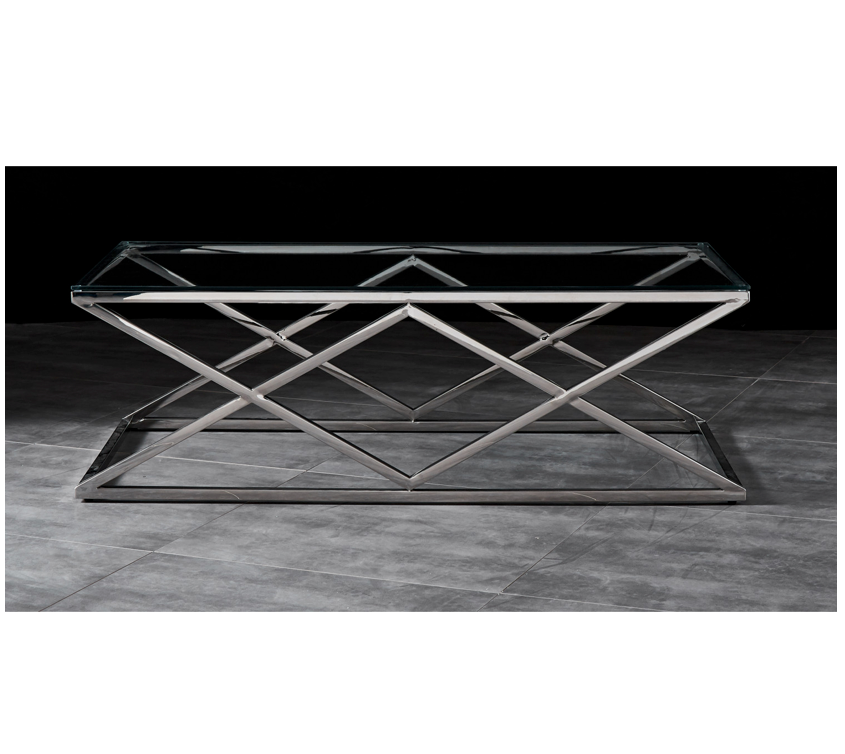 SAVOY Coffee Table Stainless Steel and Tempered Glass