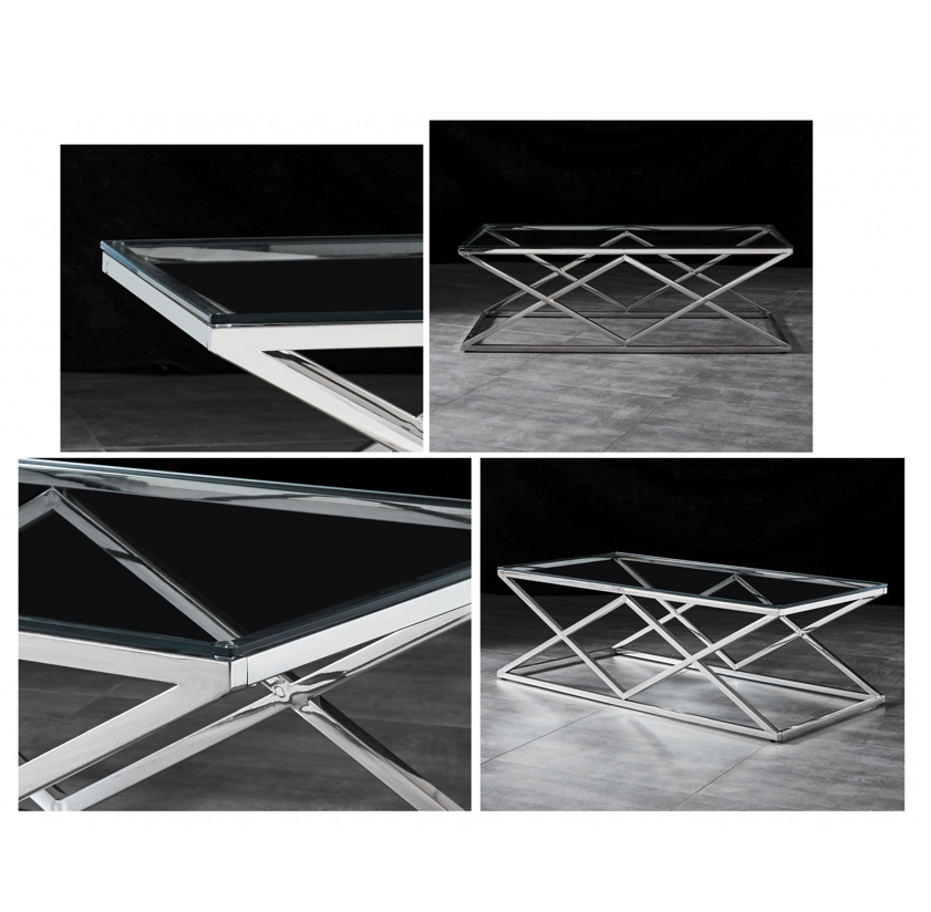 SAVOY Coffee Table Stainless Steel and Tempered Glass