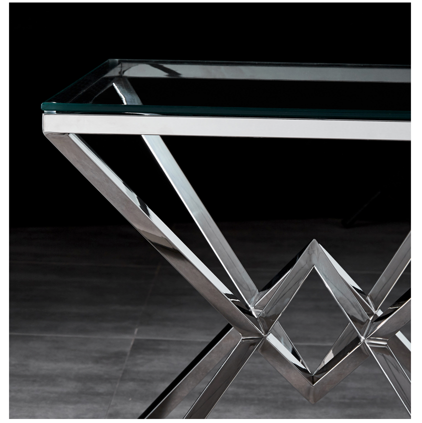 YORK Side Table Stainless Steel and Tempered Glass