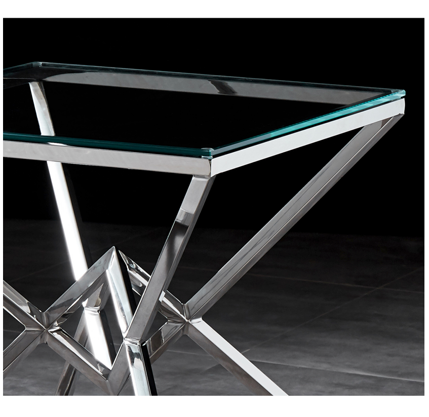 YORK Side Table Stainless Steel and Tempered Glass