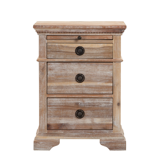 IBIZA Bedside Table 4 Drawers Jewellery Compartment- Acacia Wood