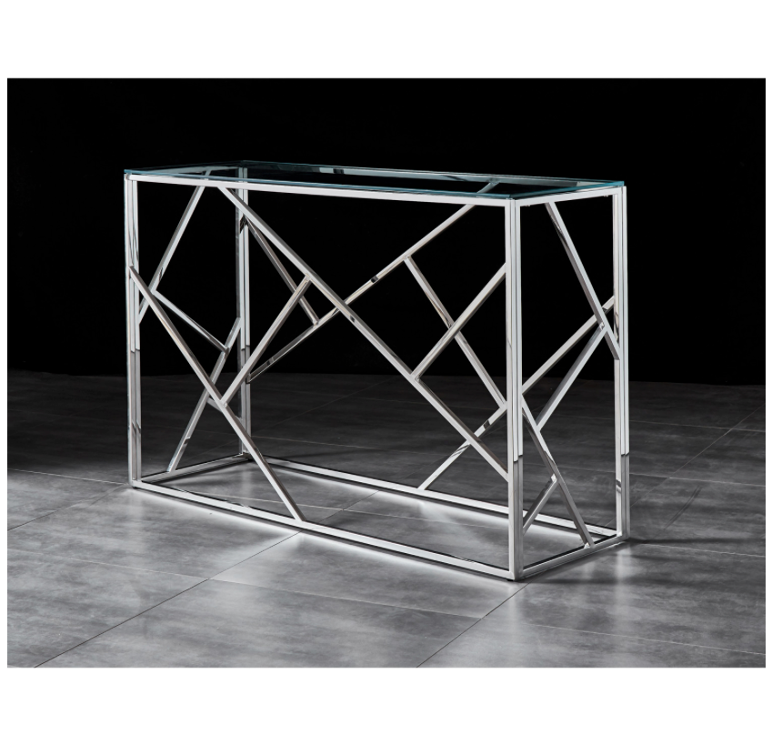 Leo Hallway Table Console Stainless Steel and Glass