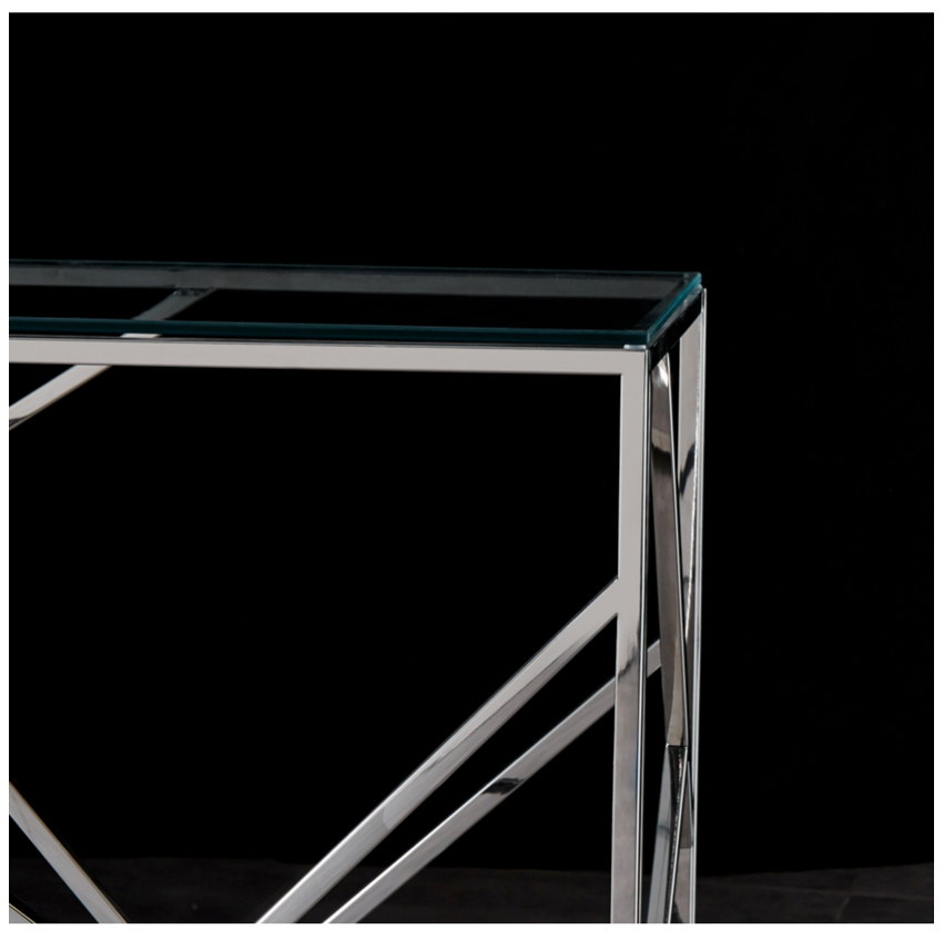 Leo Hallway Table Console Stainless Steel and Glass