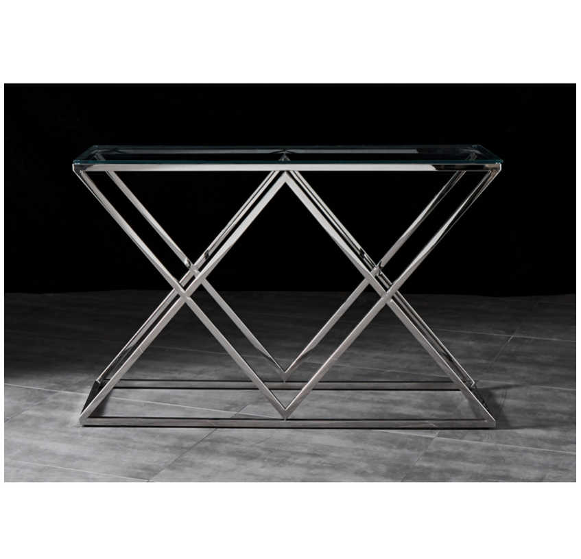Savoy Hallway Table Console Stainless Steel and Glass