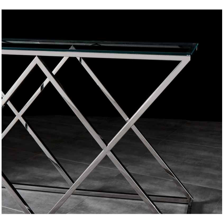 Savoy Hallway Table Console Stainless Steel and Glass